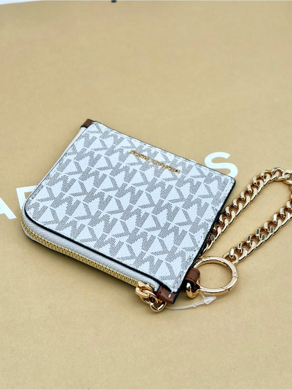Michael Kors Jet Set Travel Signature Logo Chain Wallet Card Holder